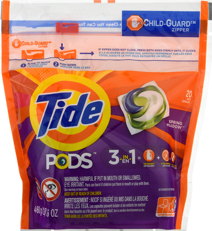 Tide Pacs Spring Meadow Detergent 20 ea