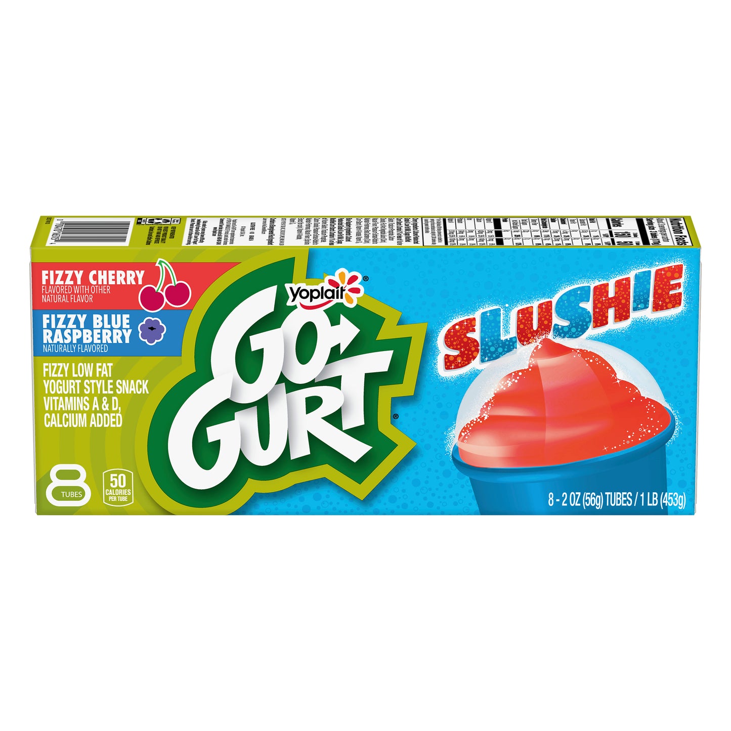 Go Gurt Slushie 8 Pack Fizzy Blue Raspberry/Fizzy Cherry Yogurt 8 ea