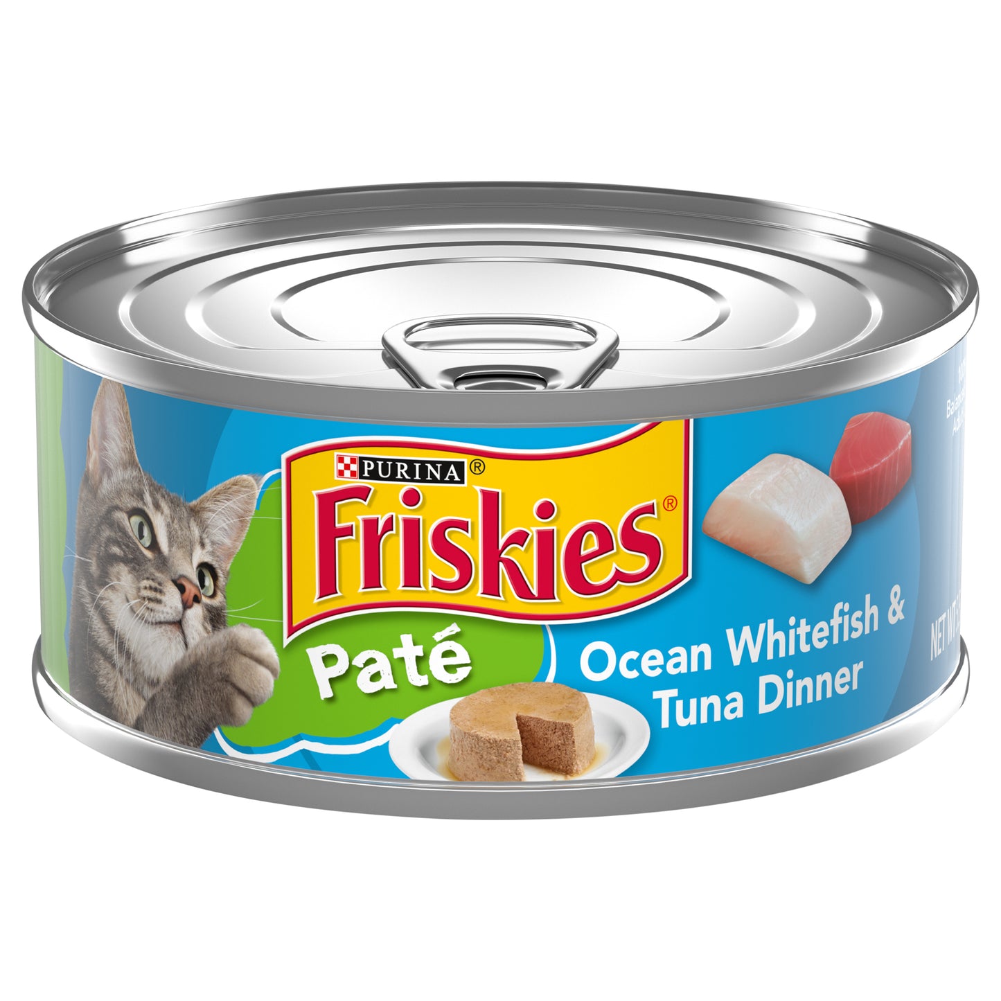 Purina Friskies Pate Wet Cat Food, Ocean Whitefish & Tuna Dinner - 5.5 oz. Can