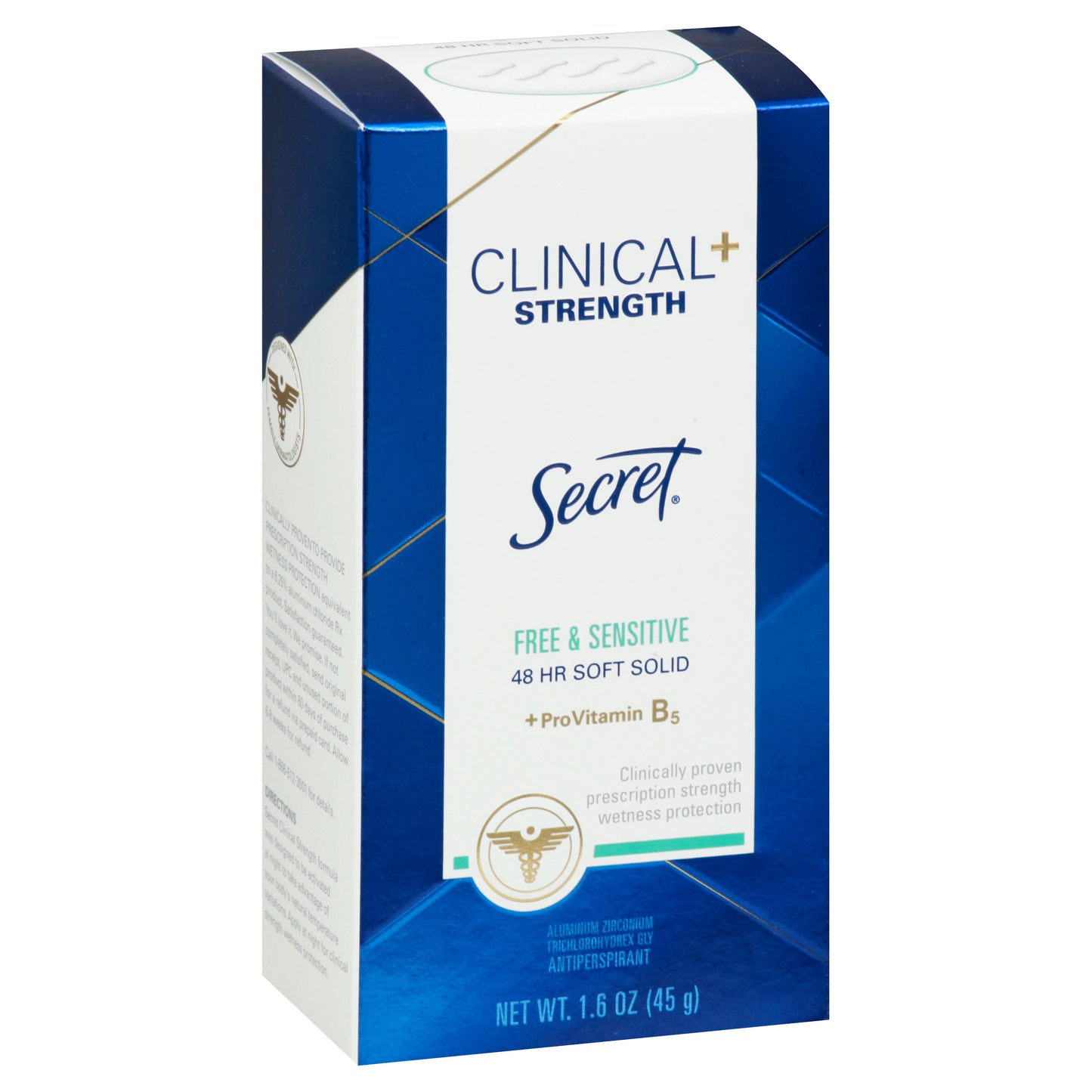 Secret Clinical+ Strength Soft Solid 48 HR Free & Sensitive Antiperspirant 1.6 oz