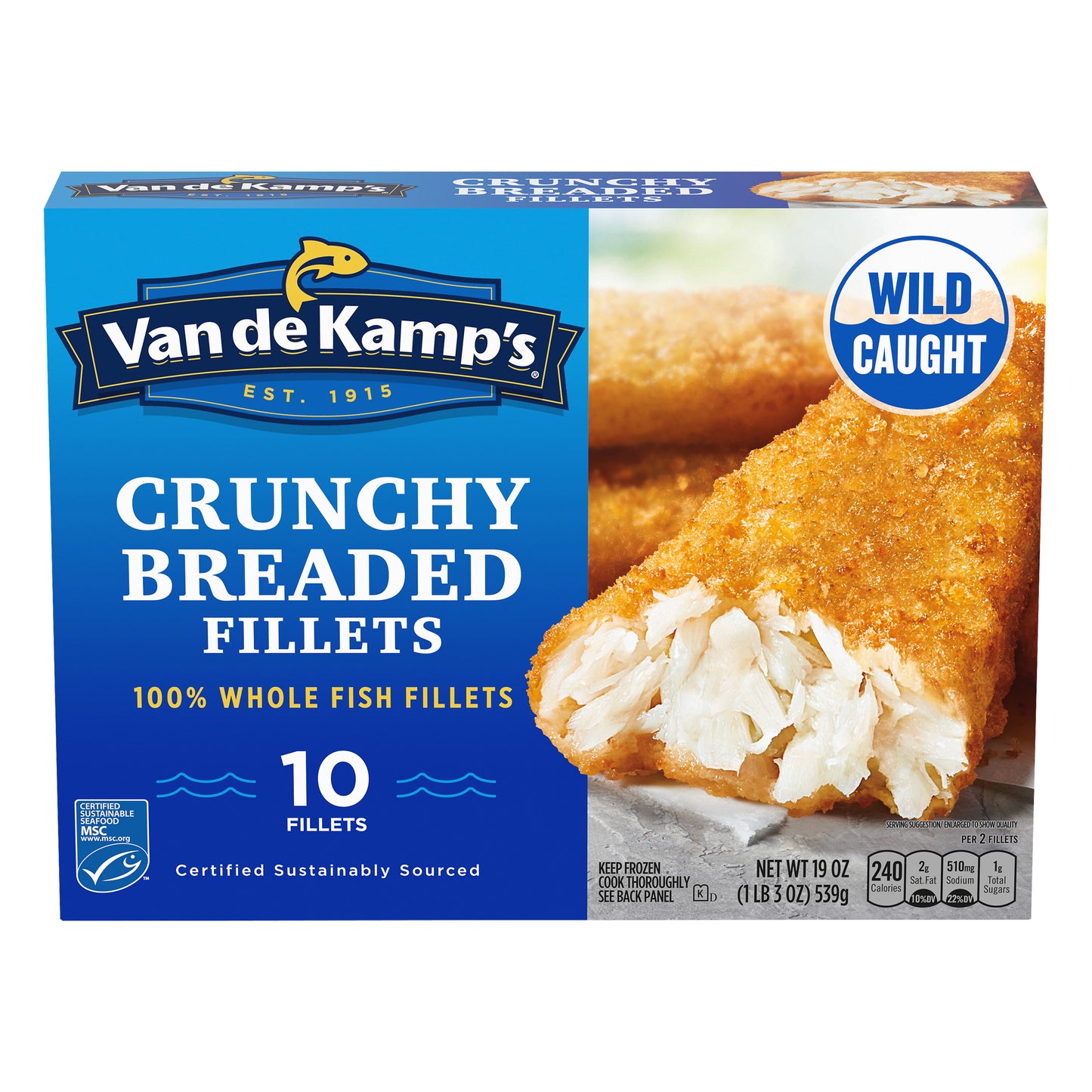 Van de Kamp's 100% Whole Crunchy Breaded Fish Fillets 10 ea