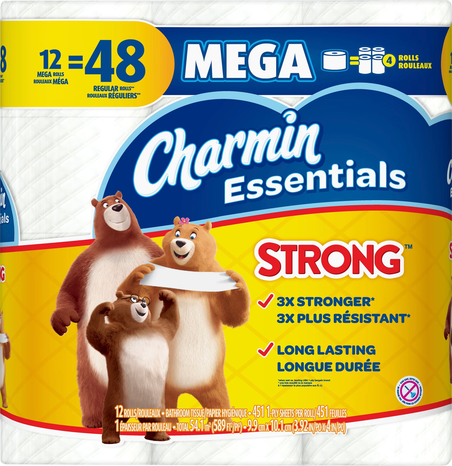 Charmin Essentials Mega Roll Strong 1-Ply Bathroom Tissue 12 ea
