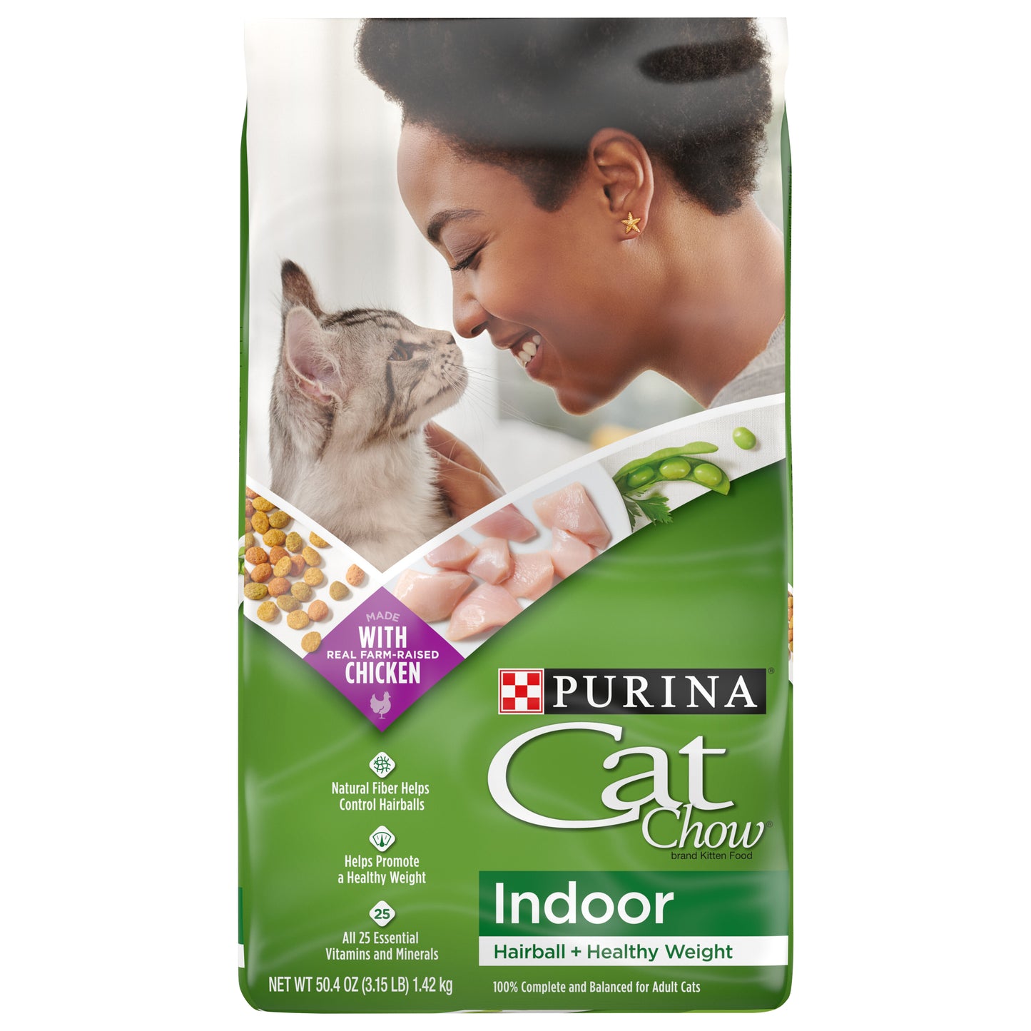Purina Cat Chow Indoor Dry Cat Food, Hairball + Healthy Weight - 3.15 lb. Bag