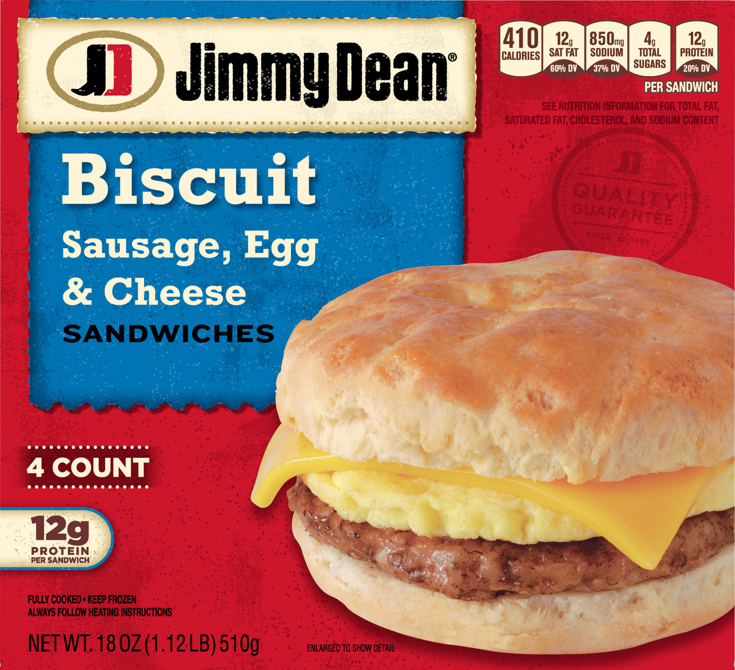 Jimmy Dean Sausage, Egg & Cheese Biscuit Sandwiches 4 ea
