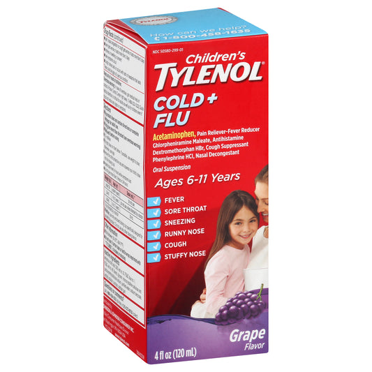 Children's Tylenol Grape Flavor Cold + Flu 4 fl oz