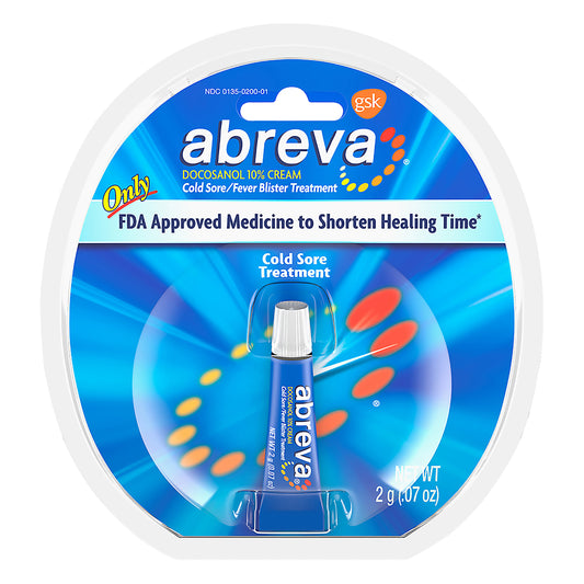 Abreva Docosanol 10% Cream Tube, FDA Approved Treatment for Cold Sore/Fever Blister, 2 grams