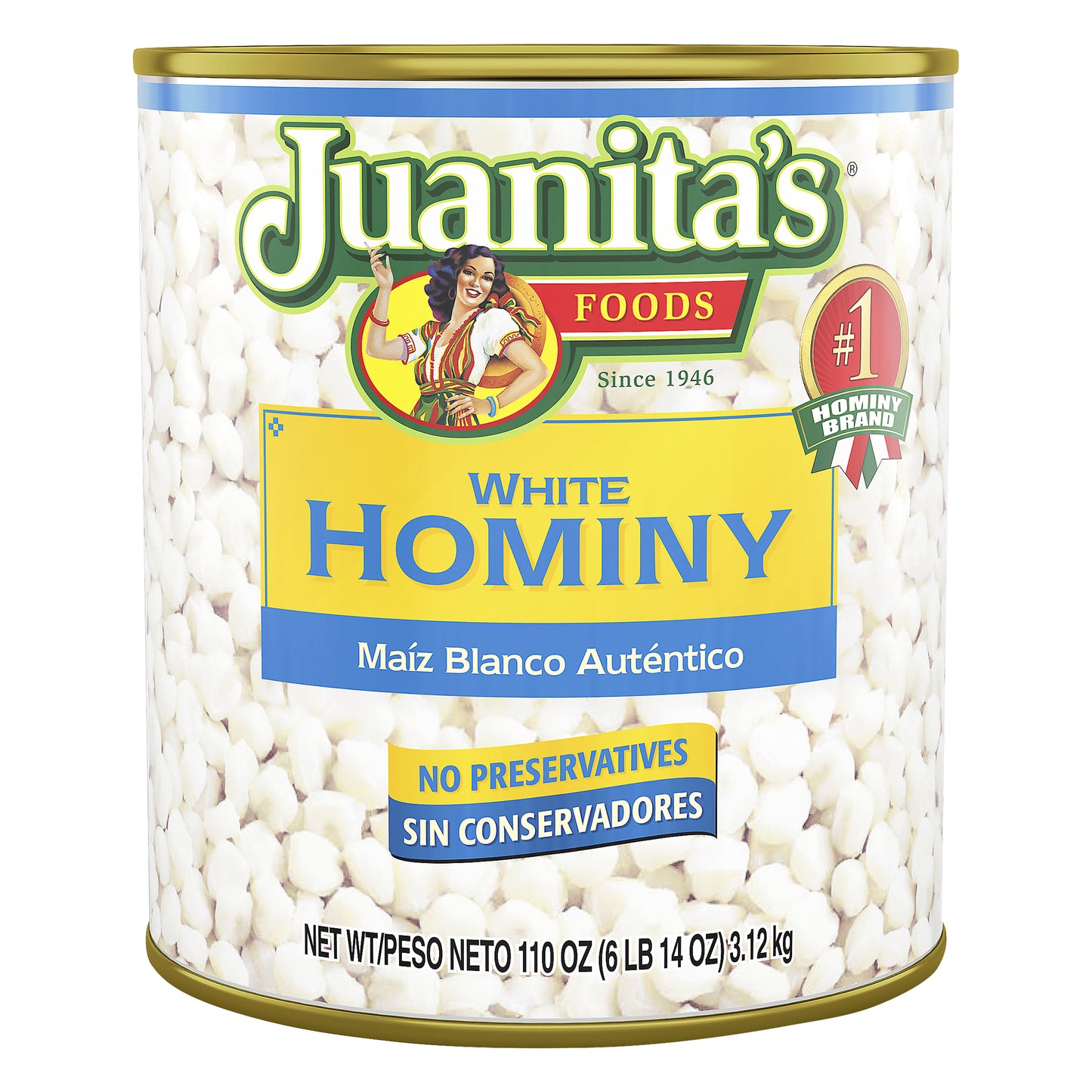 Juanita's White Hominy 110 oz