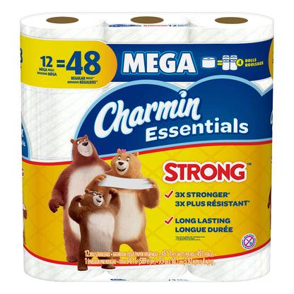 Charmin Essentials Mega Roll Strong 1-Ply Bathroom Tissue 12 ea