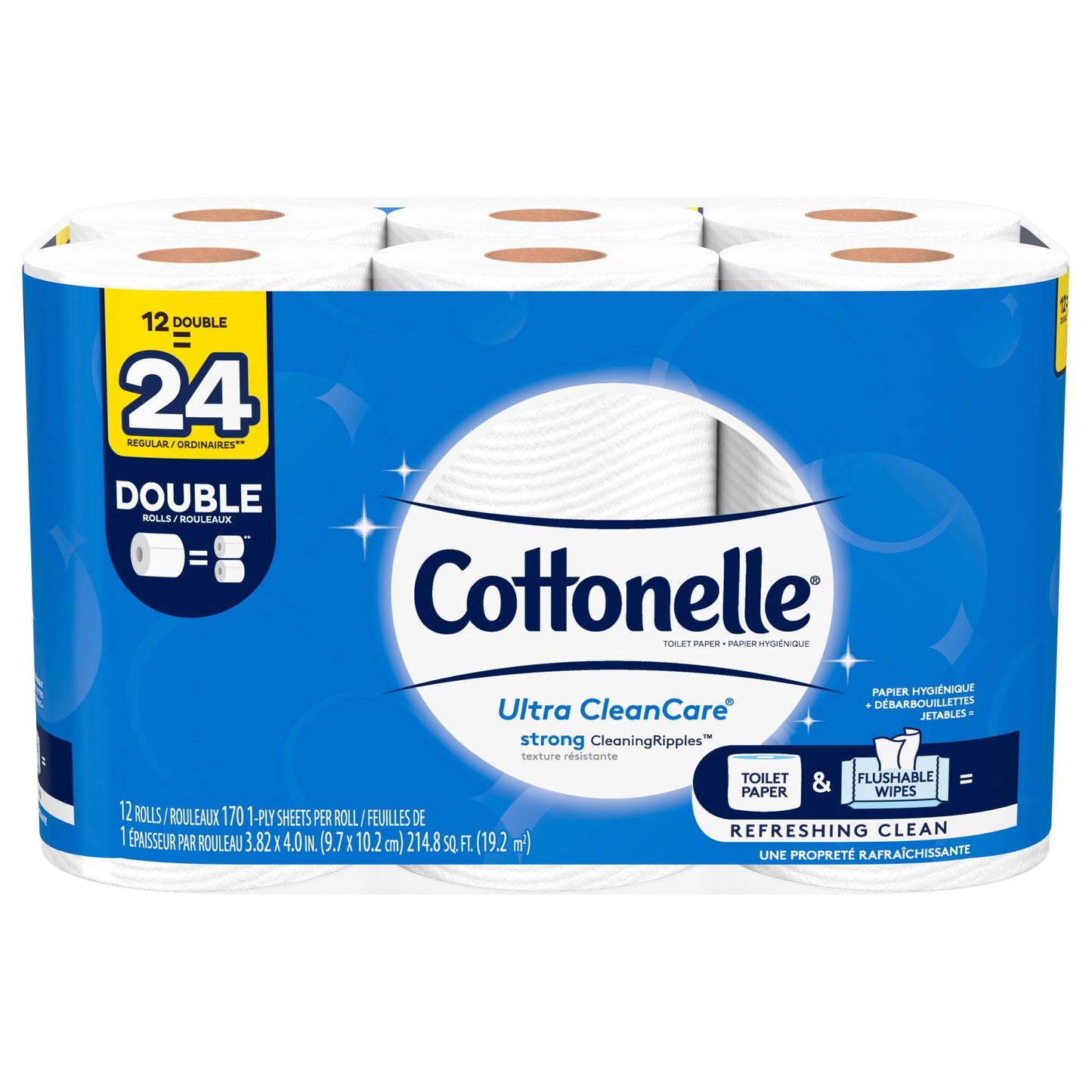 Cottonelle Ultra CleanCare Double Roll 1-Ply Toilet Paper 12 ea
