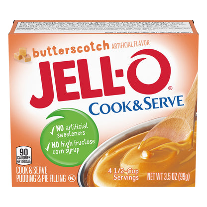 Jell-O Cook & Serve Butterscotch Pudding & Pie Filling Mix, 3.5 oz Box