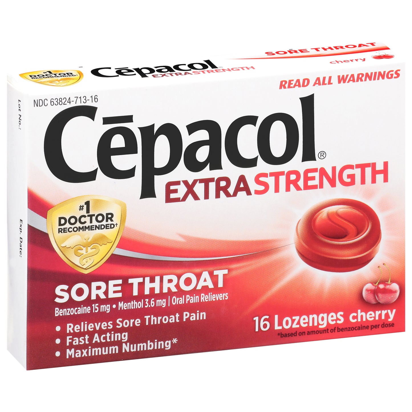 Cepacol Extra Strength Cherry Sore Throat Lozenges 16 ea Box