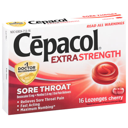 Cepacol Extra Strength Cherry Sore Throat Lozenges 16 ea Box
