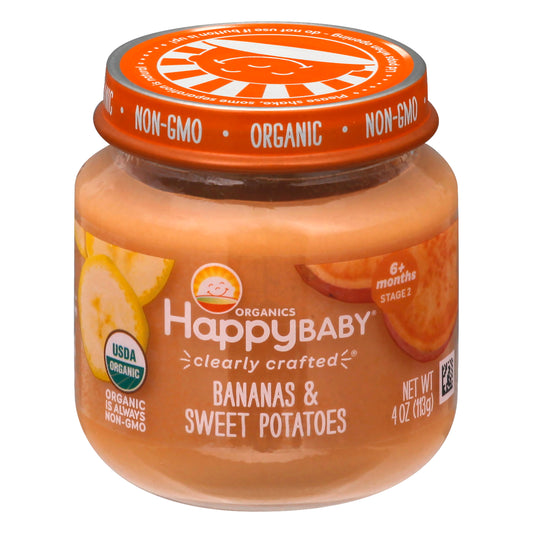 HappyBaby Stage 2 (6+ Months) Organic Bananas & Sweet Potatoes 4 oz