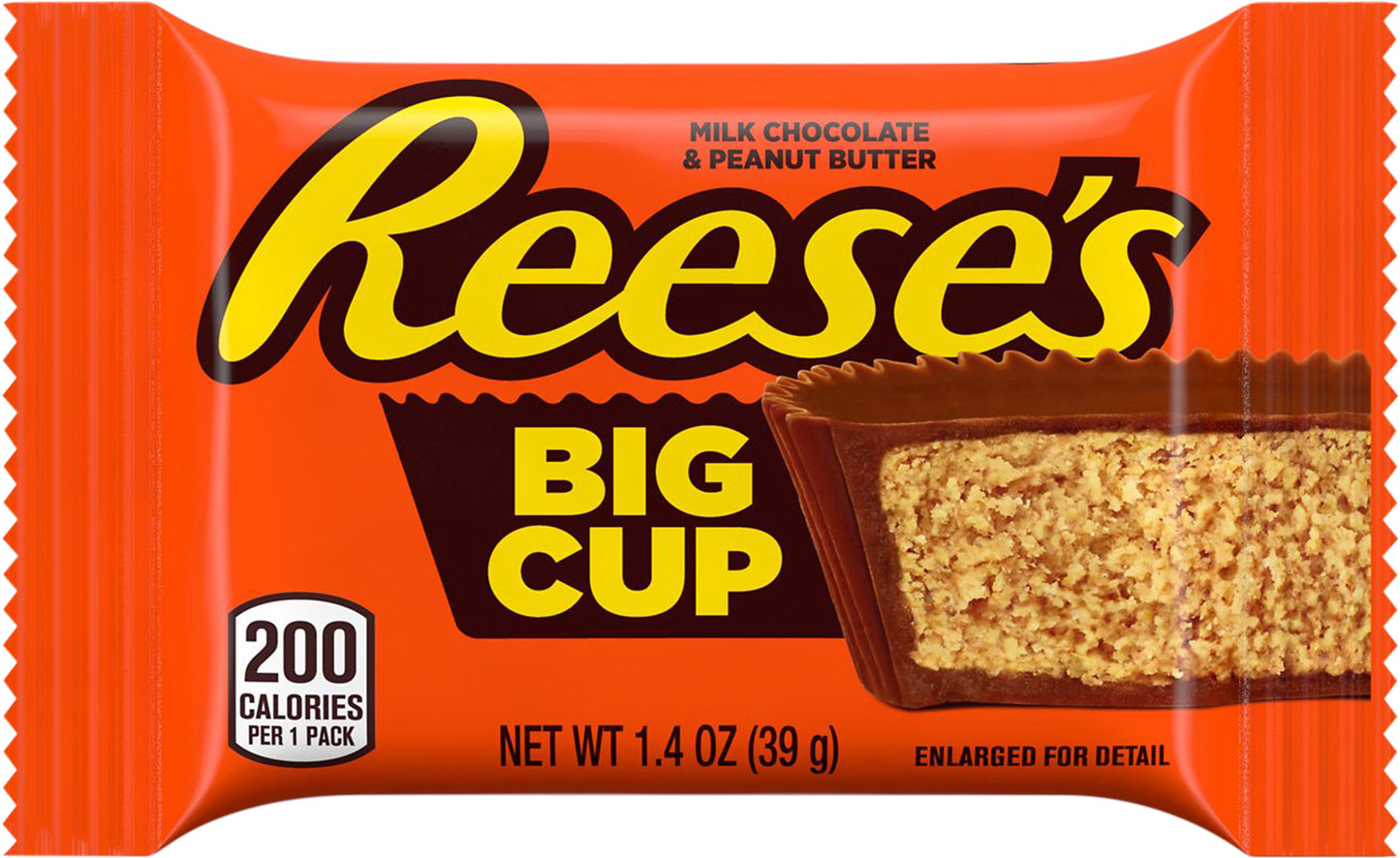 REESE'S Big Cup Milk Chocolate Peanut Butter Cups Candy, Individually Wrapped, 1.4 oz, Pack