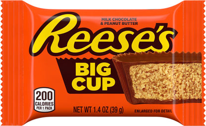 REESE'S Big Cup Milk Chocolate Peanut Butter Cups Candy, Individually Wrapped, 1.4 oz, Pack