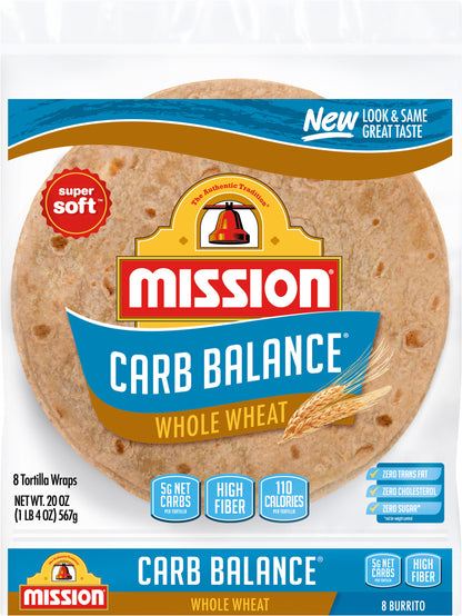 Mission Carb Balance Burrito Whole Wheat Tortillas, 8 Count