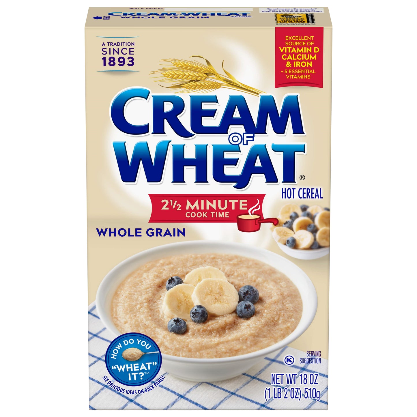 Cream Of Wheat Whole Grain Hot Cereal 18 oz