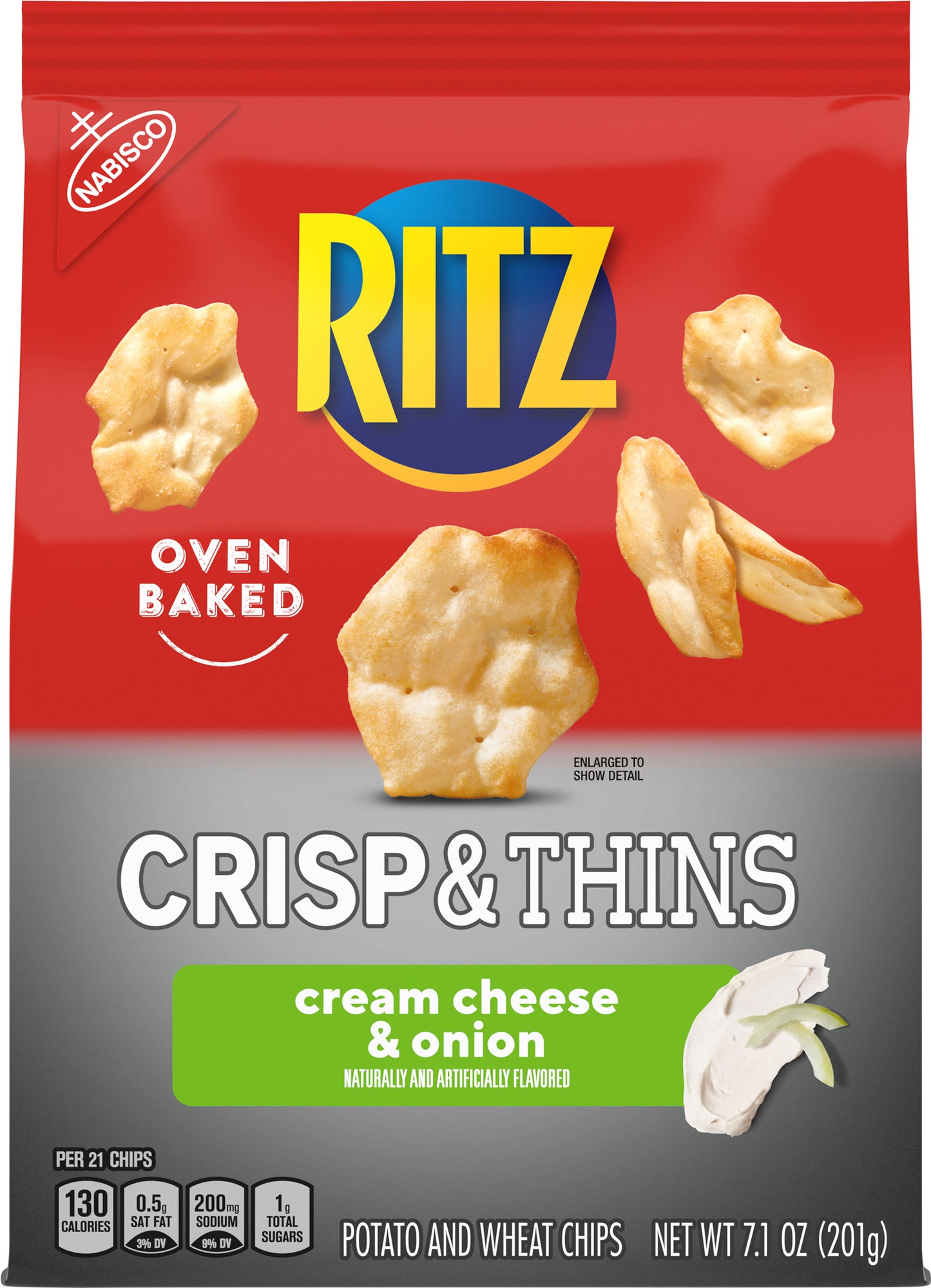 Ritz Crisp & Thins Cream Cheese & Onion Potato and Wheat Chips 7.1 oz