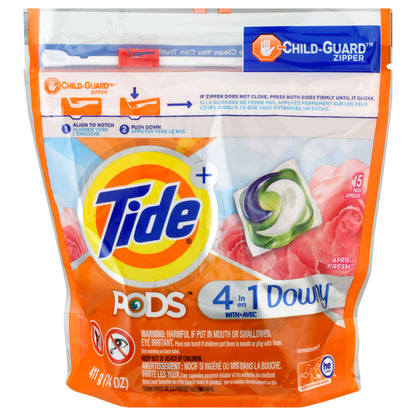 Tide + Pods 4 in 1 with Downy April Fresh Detergent 15 ea