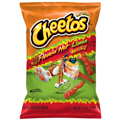 Cheetos Crunchy Flamin' Hot Limon Flavored Cheese Flavored Snacks 8.5 oz