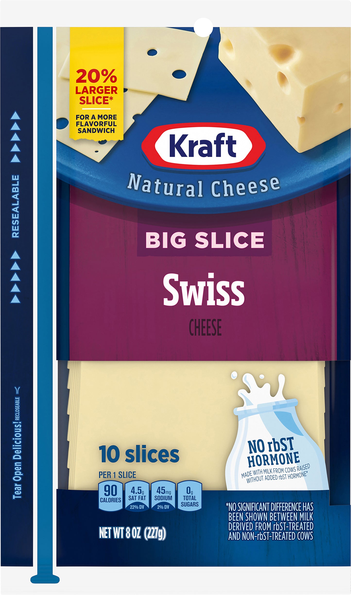 Kraft Big Slice Swiss Cheese Slices, 10 ct Pack