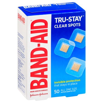 Band Aid Tru-Stay Clear Spots All One Size Bandages 50 ea