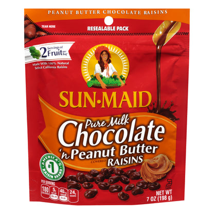 Sun-Maid Pure Milk Chocolate 'n Peanut Butter Covered Raisins 7 oz. Pack