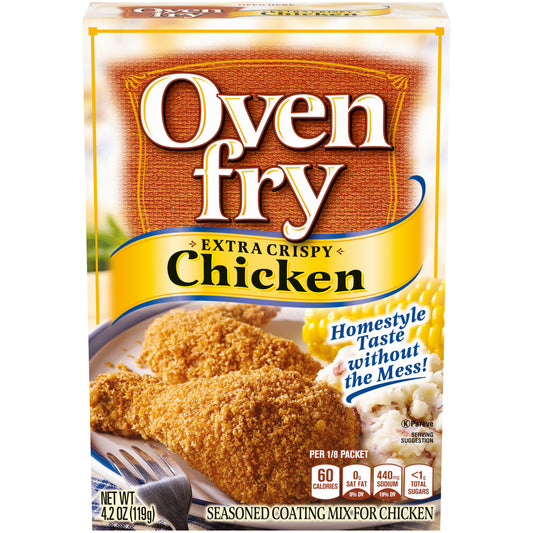 Oven Fry Extra Crispy Seasoned Coating Mix for Chicken 4.2 oz. Box