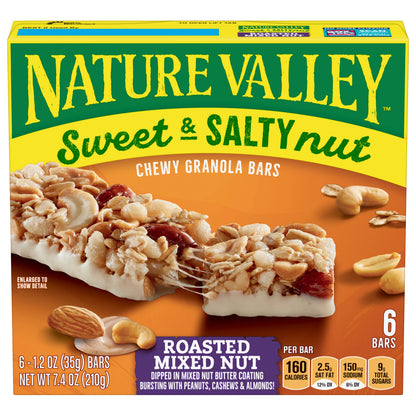 Nature Valley Sweet & Salty Nut Chewy Roasted Mixed Nut Granola Bars 1.2 oz Wrapper 6 ea Box
