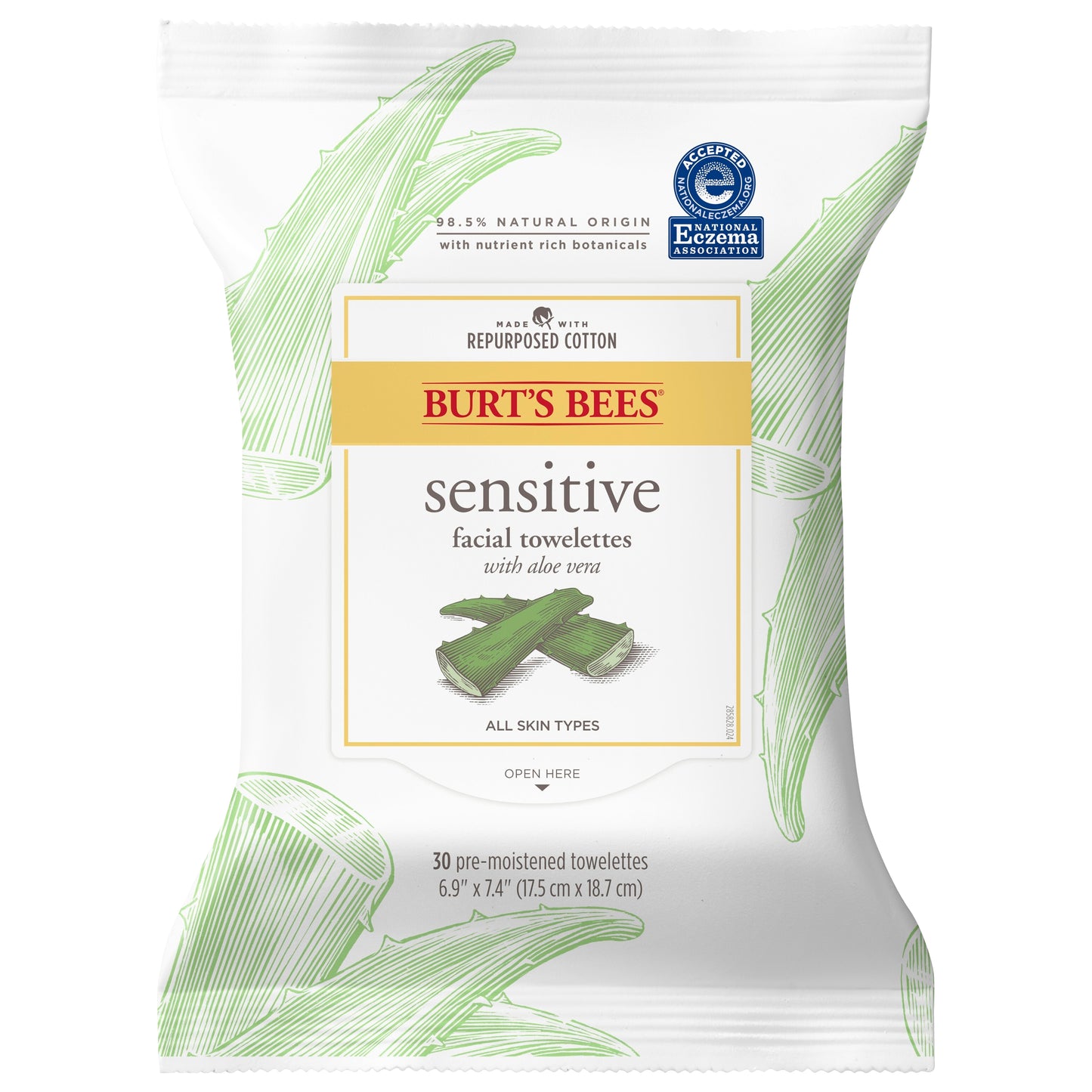 Burt's Bees Sensitive Facial Towelettes 30 ea