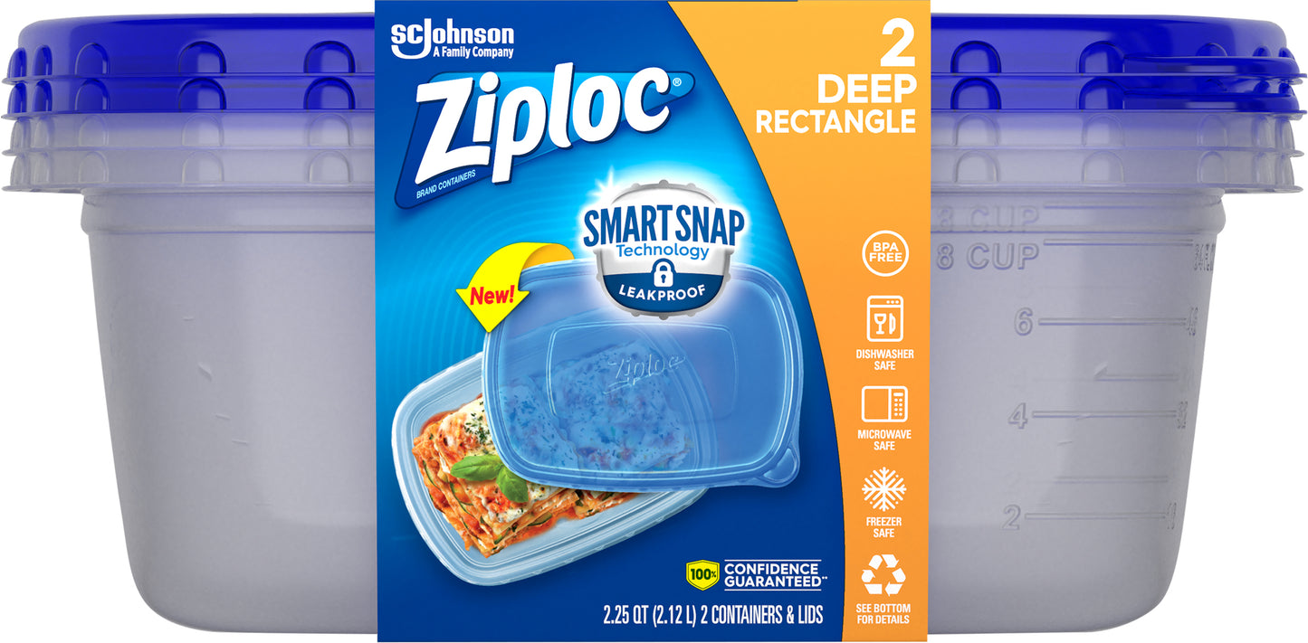 Ziploc Rectangle Deep Containers & Lids 2 Containers & Lids 2 ea
