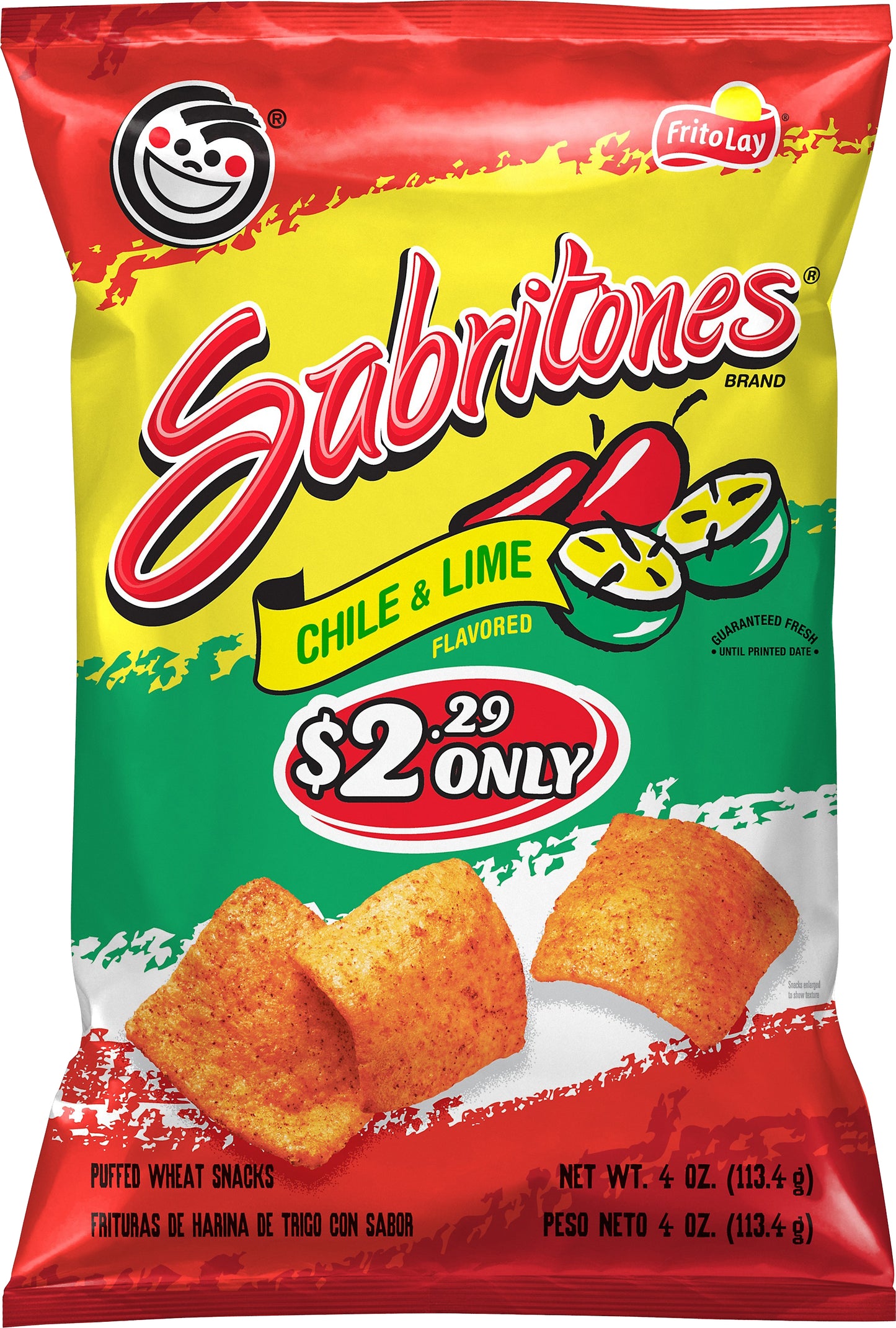 Sabritones Chile & Lime Flavored Puffed Wheat Snacks 4 oz