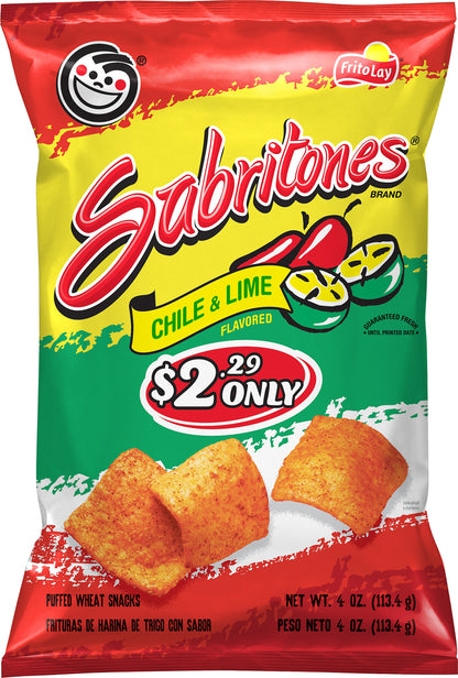 Sabritones Chile & Lime Flavored Puffed Wheat Snacks 4 oz