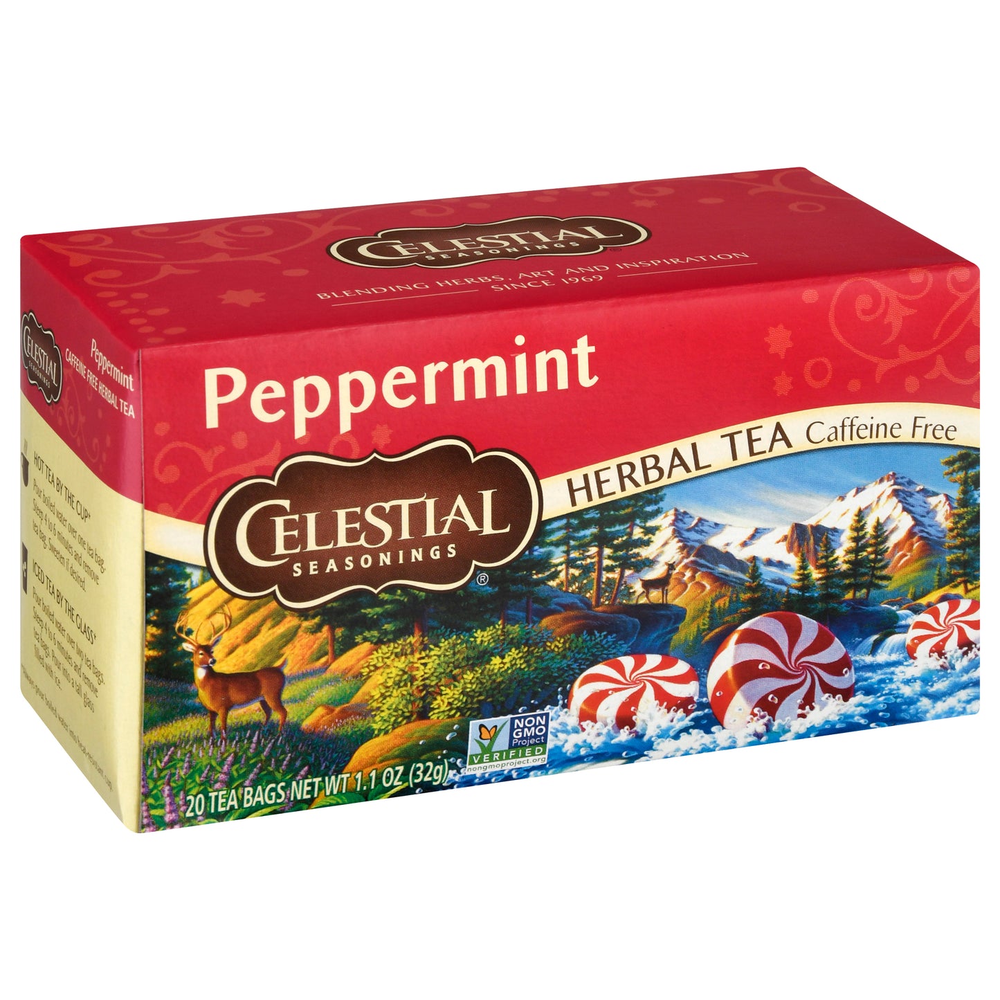 Celestial Seasonings Tea Bags Caffeine Free Peppermint Herbal Tea 20 ea