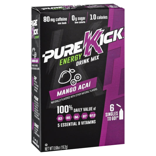 Pure Kick 6 Pack Energy Mango Acai Drink Mix 6 ea