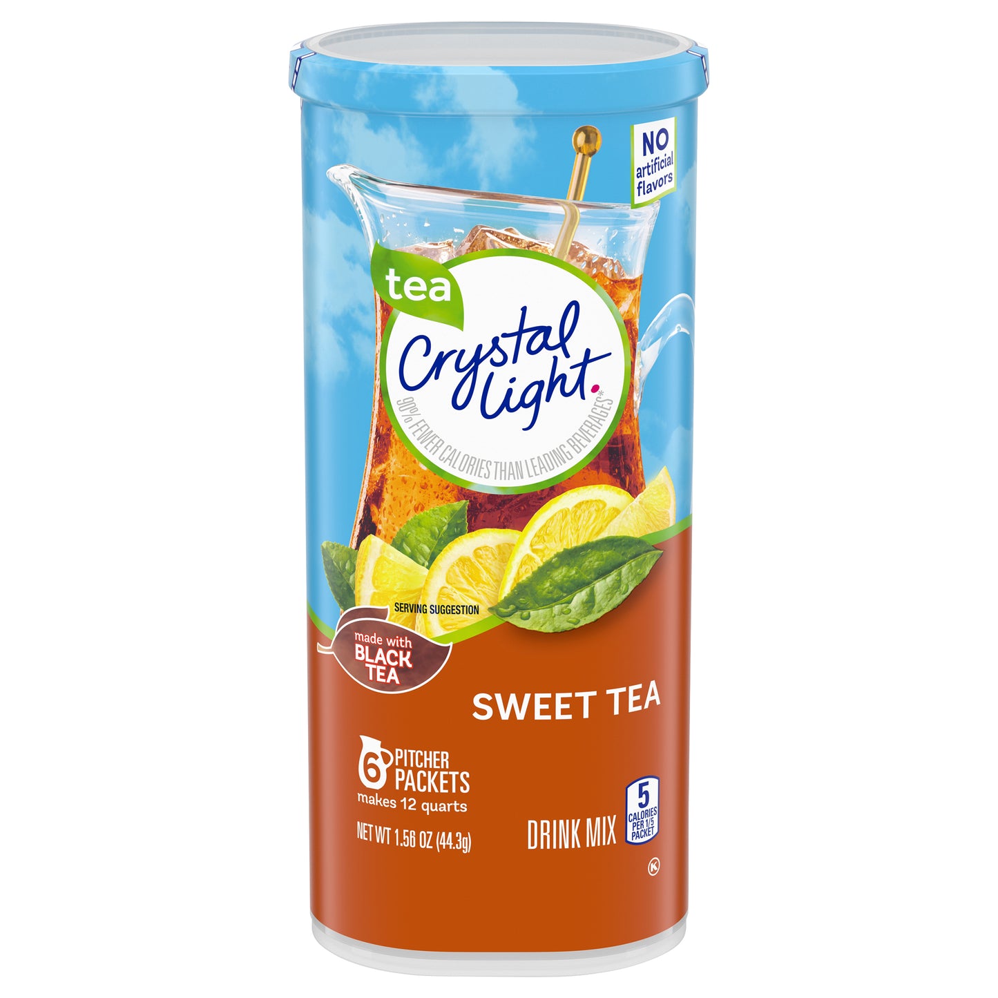 Crystal Light Sweet Tea Powdered Drink Mix, Low Caffeine, 1.56 oz Can
