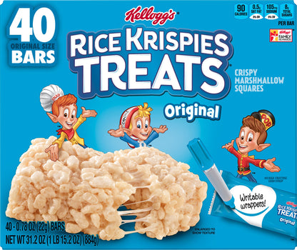 Rice Krispies Treats 40 Pack Original Size Original Crispy Marshmallow Squares 40 ea