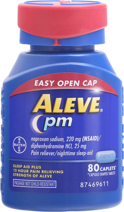 Aleve PM Pain Reliever/Nighttime Sleep-Aid Caplets 80 ea Bottle