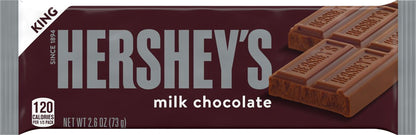 HERSHEY'S Milk Chocolate King Size Candy, Individually Wrapped, 2.6 oz, Bar