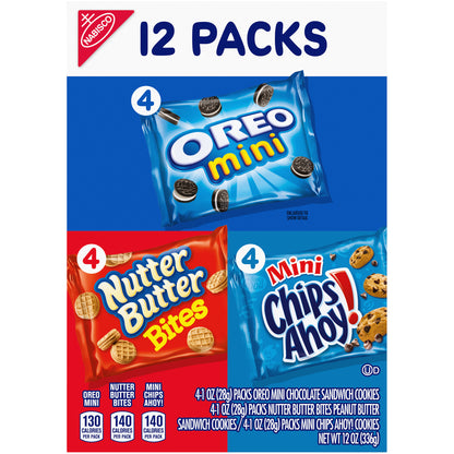 Nabisco Oreo Mini, Nutter Butter Bites & Mini Chips Ahoy! Cookies Variety Pack 12-1 oz. Packs