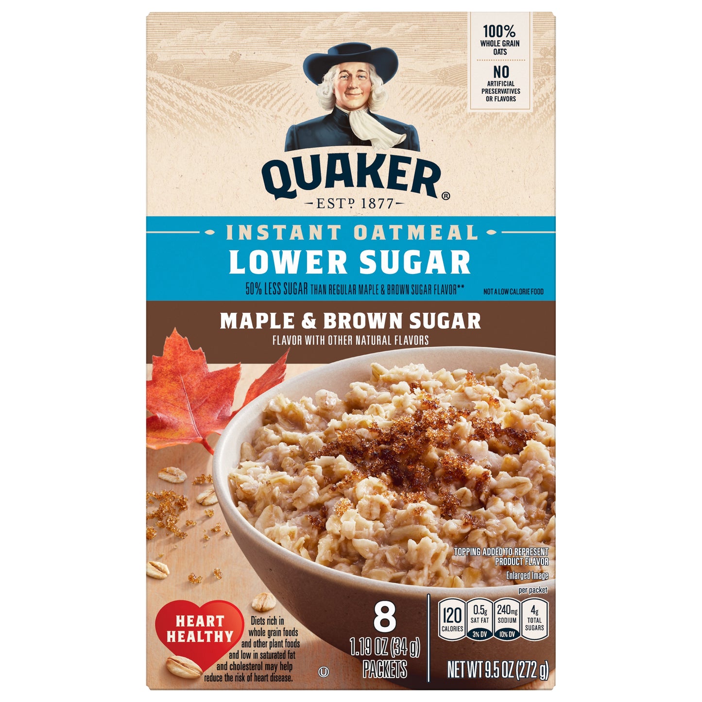 Quaker Lower Sugar Maple & Brown Sugar Instant Oatmeal 8 ea