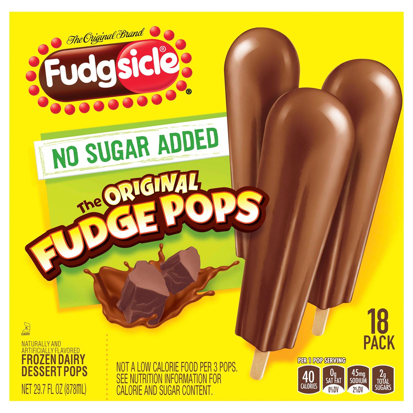 Fudgsicle 18 Pack The Original Fudge Pops No Sugar Added