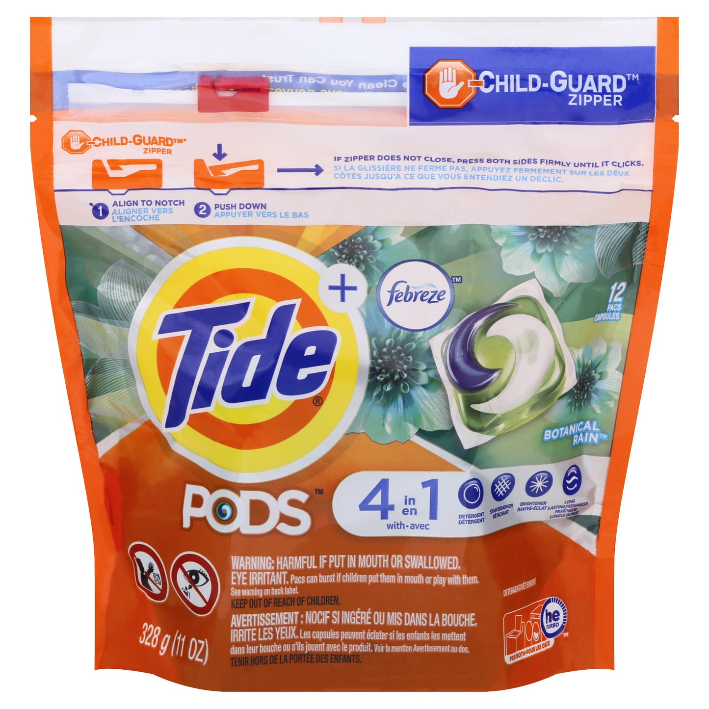 Tide Plus Pacs Febreze 4 In 1 Botanical Rain Detergent Pods 12 ea