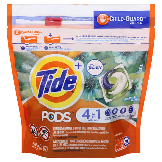 Tide Plus Pacs Febreze 4 In 1 Botanical Rain Detergent Pods 12 ea