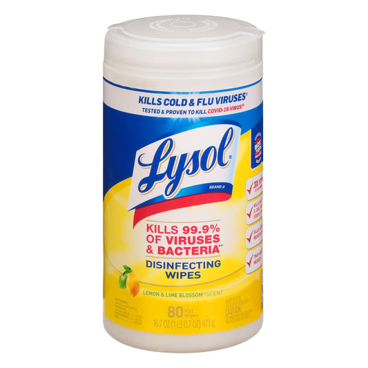 Lysol Lemon & Lime Blossom Scent Disinfecting Wipes 80 ea