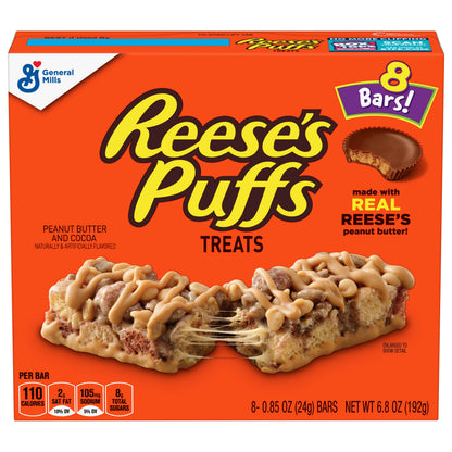 Reese's Puffs Breakfast Cereal Peanut Butter & Cocoa Treat Bars, 8 Bars