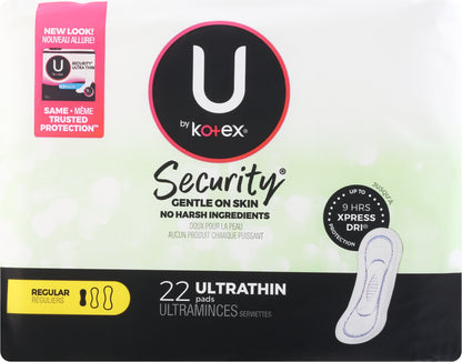 U by Kotex Security Regular Ultra Thin Pads 22 ea