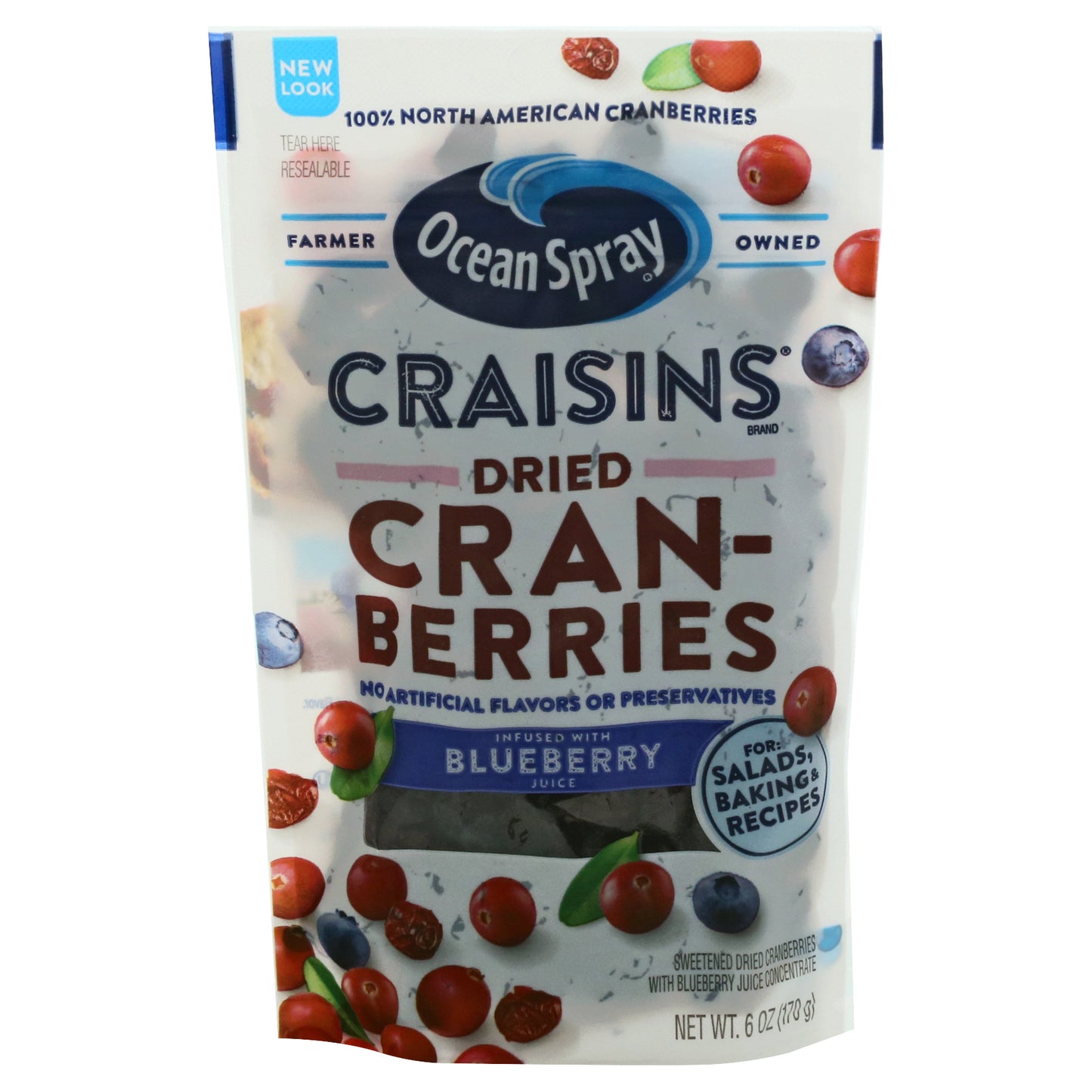 Ocean Spray Craisins Dried Blueberry Cranberries 6 oz