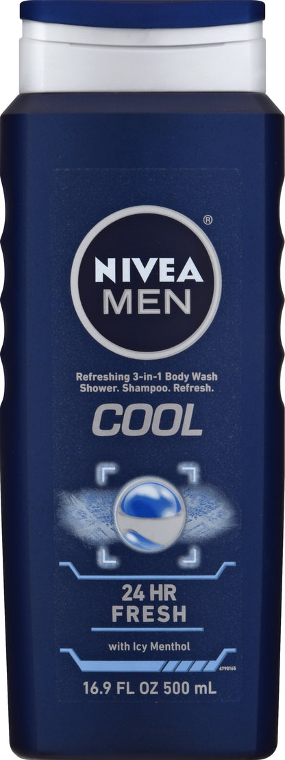 Nivea Men Refreshing 3-in-1 Cool Body Wash 16.9 oz