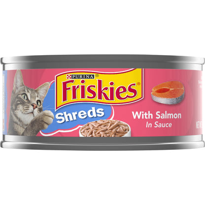 Purina Friskies Wet Cat Food, Shreds With Salmon in Sauce - 5.5 oz. Can